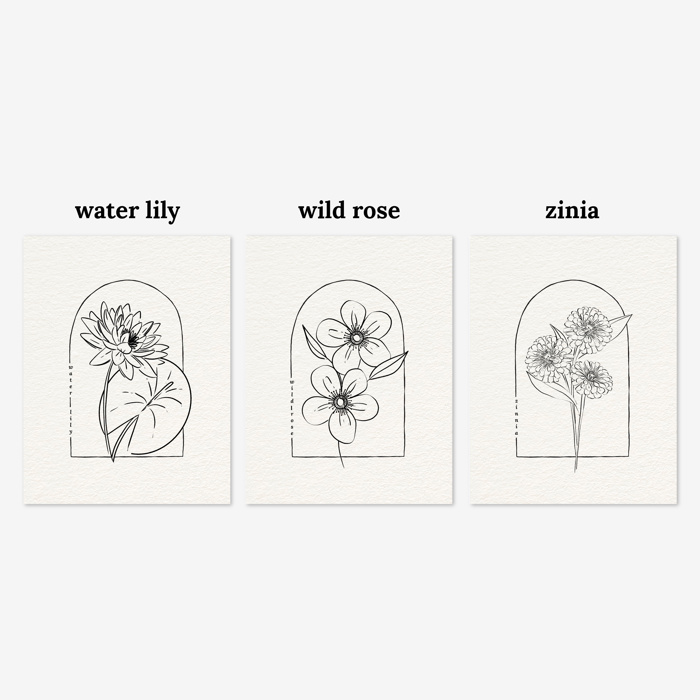 3 Pk All In One Watercolor Paint Kit | 8X10" Floral Outline 45 Options