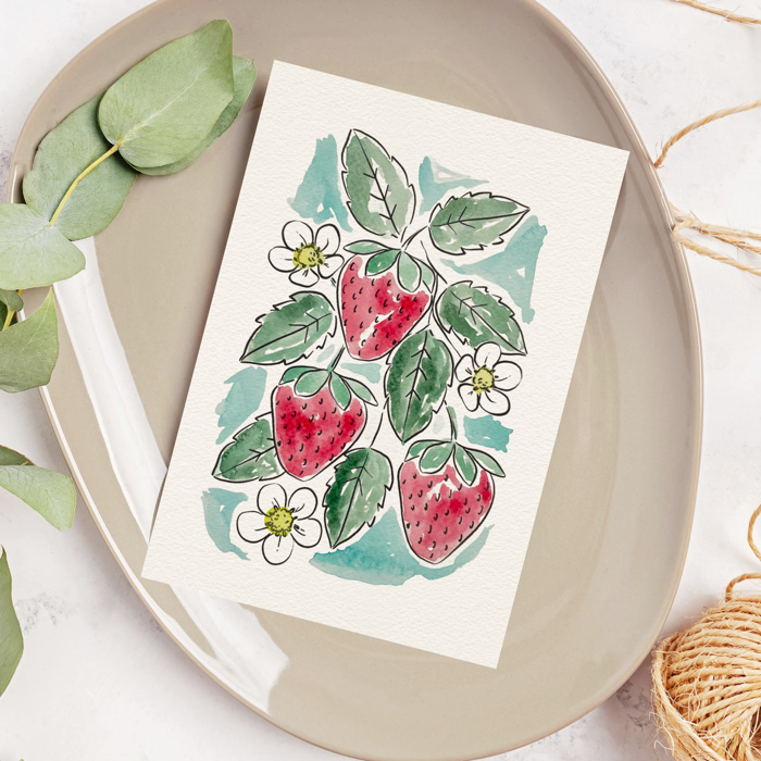 Fruit Watercolor Paint Kit | 3 Sketches, Brush & Palette