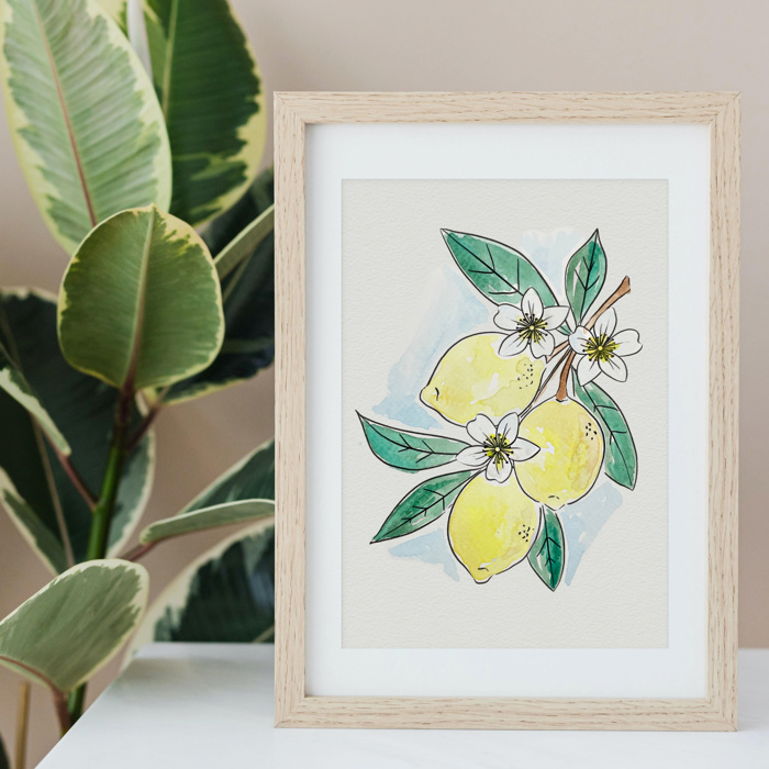 Fruit Watercolor Paint Kit | 3 Sketches, Brush & Palette