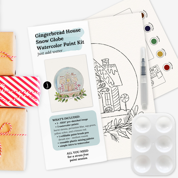 Christmas Watercolor Kit | Pre-Sketched Holiday Art Set for Paint Night