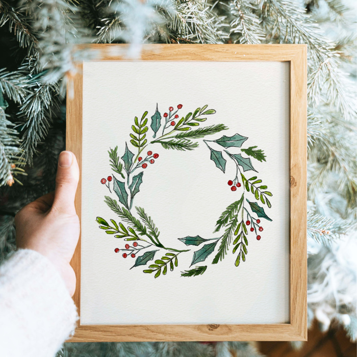 You Pick Winter Holiday Watercolor Kits 11 Options | Pre-Sketched Christmas Art Sets