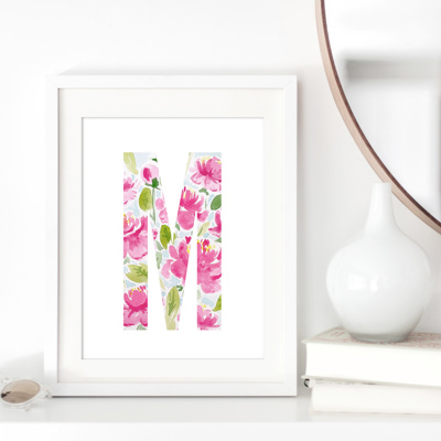 Peony Floral Monogram | Pick Your Letter