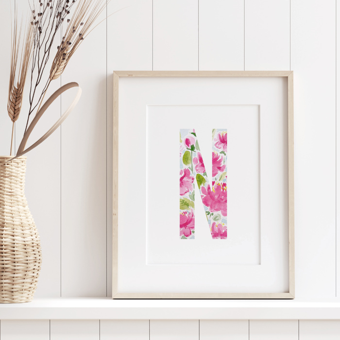 Peony Floral Monogram | Pick Your Letter