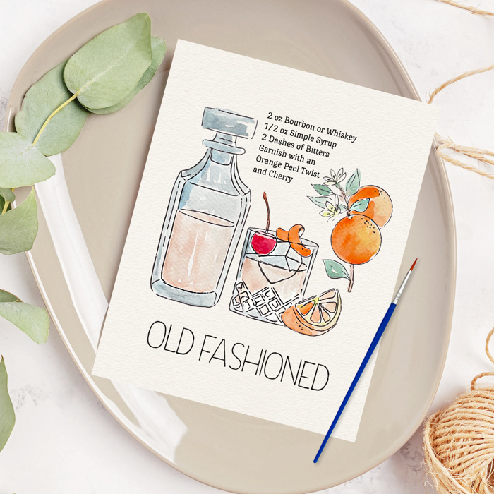 Old Fashioned Cocktail Paint Kit | Just Add Water Art Set 