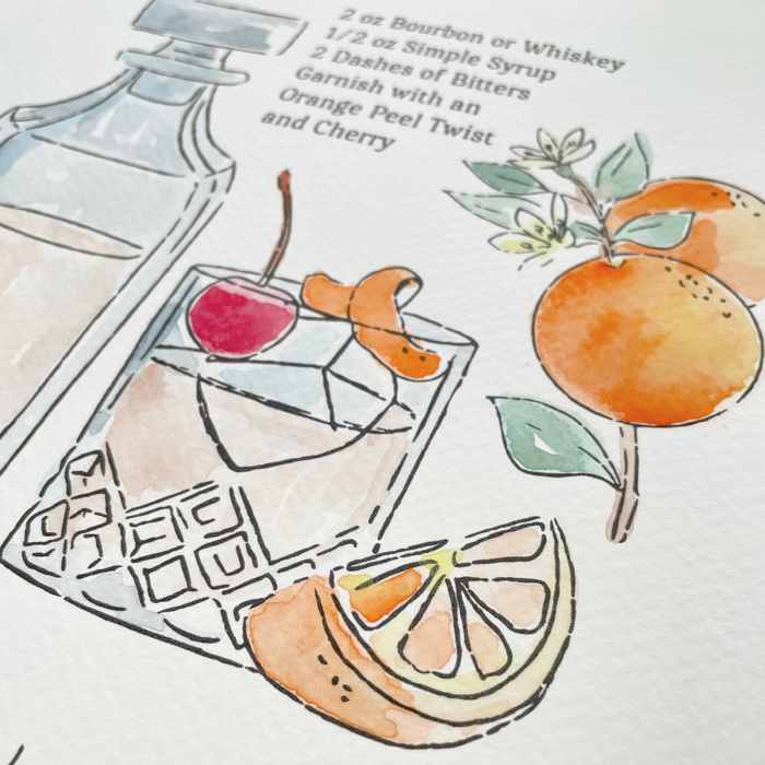 Old Fashioned Cocktail Paint Kit | Just Add Water Art Set 