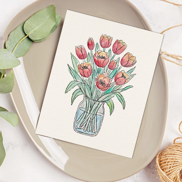 Tulip Bouquet Watercolor Paint Kit | Just Add Water 