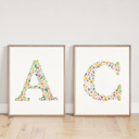  Hand Painted Wildflower Letter Art Monogram Floral Watercolor Print