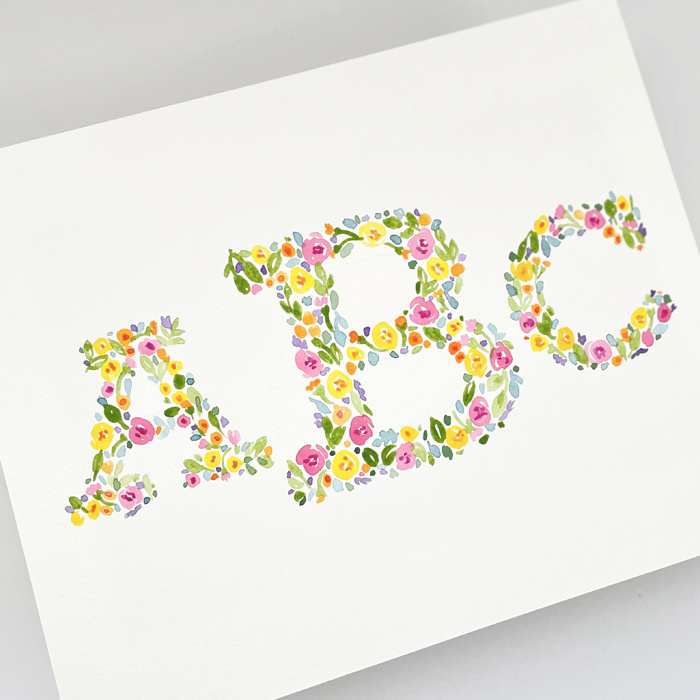 Hand Painted Monogram Floral Watercolor Art | Custom Initials Wedding Decor | Personalized Anniversary Gift