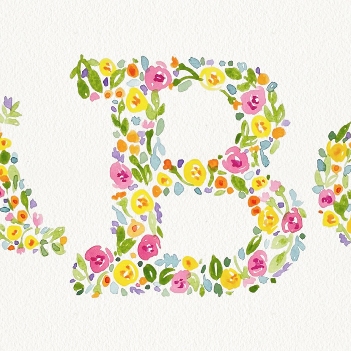Hand Painted Monogram Floral Watercolor Art | Custom Initials Wedding Decor | Personalized Anniversary Gift