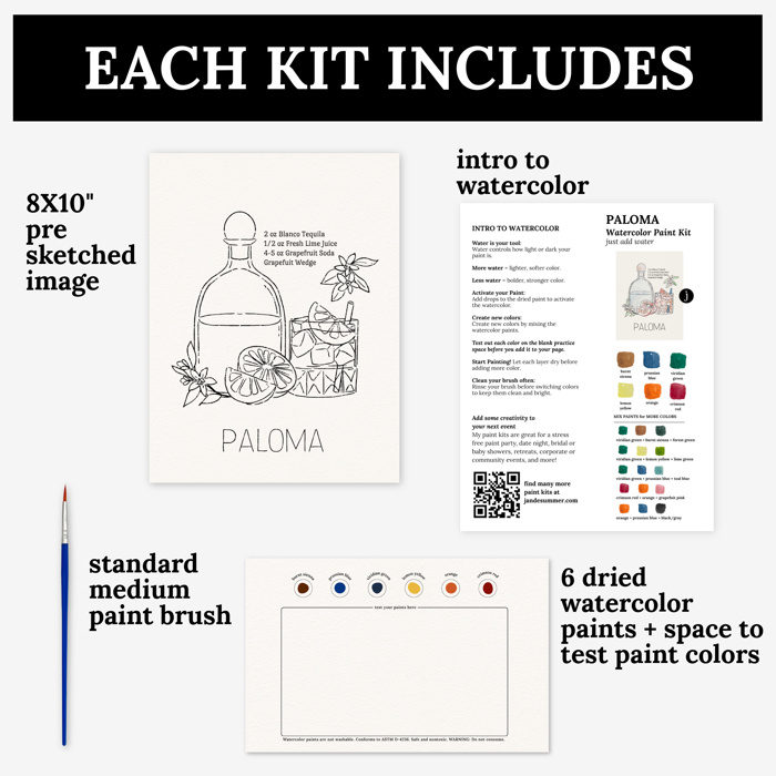 Paloma Cocktail Paint Kit | Just Add Water Art Set 