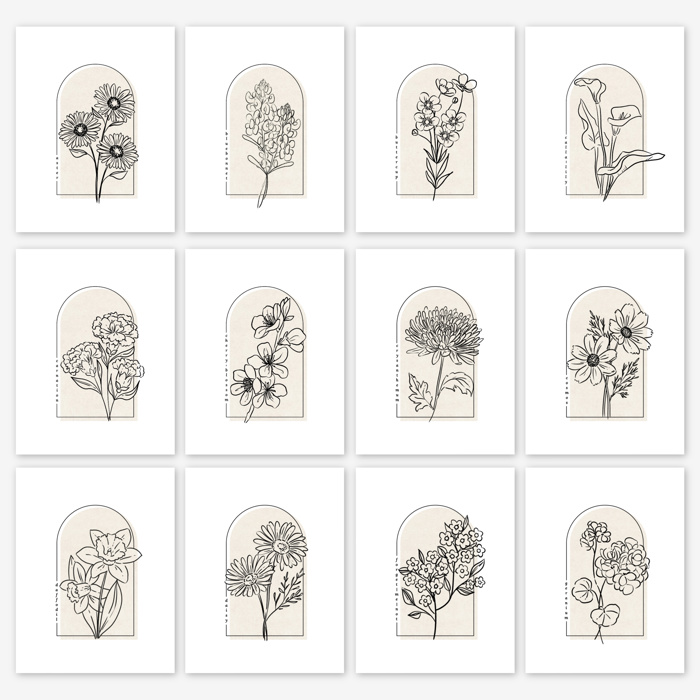 BOGO | Hand Illustrated Floral Prints | 42 Flower Options