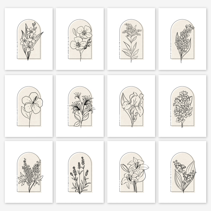 BOGO | Hand Illustrated Floral Prints | 42 Flower Options