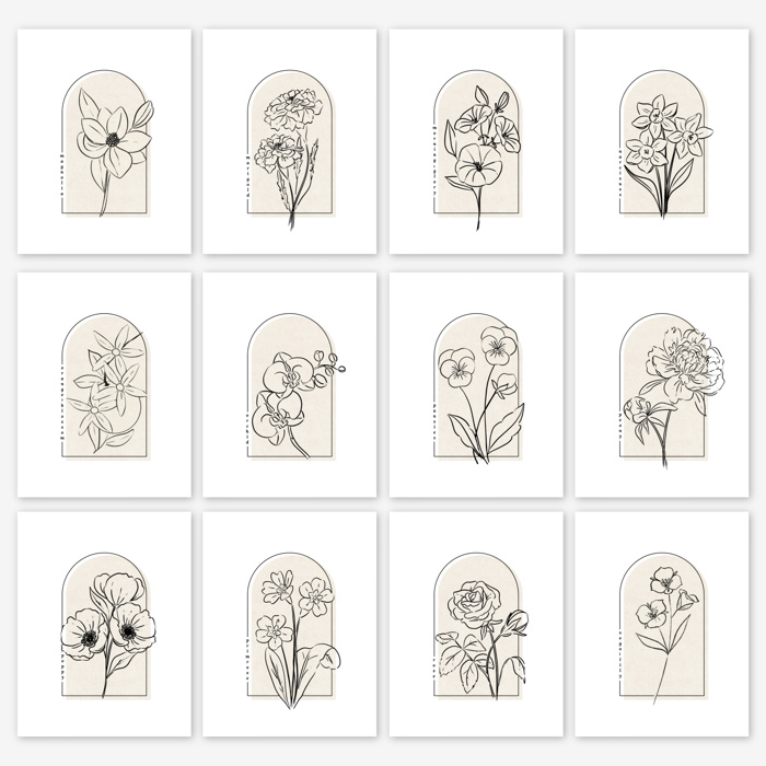 BOGO | Hand Illustrated Floral Prints | 42 Flower Options