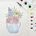  Peony & Lily Bouquet Watercolor Paint Kit | All In One Art Set for Paint Night