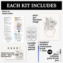  Peony & Lily Bouquet Watercolor Paint Kit | All In One Art Set for Paint Night