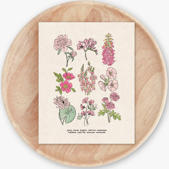 BOGO Flower Chart Prints | Hand Illustrated Floral Decor