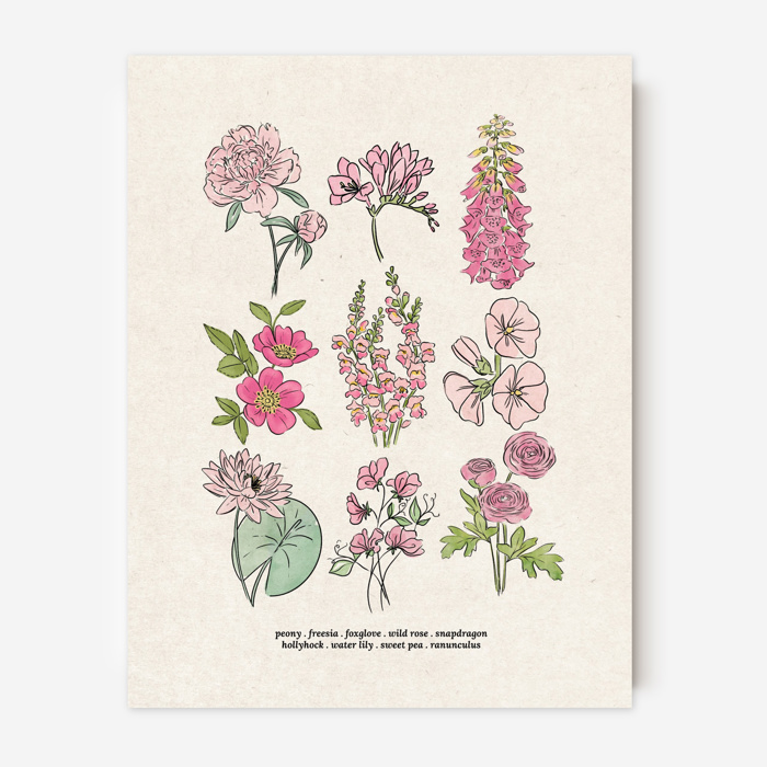 BOGO Flower Chart Prints | Hand Illustrated Floral Decor