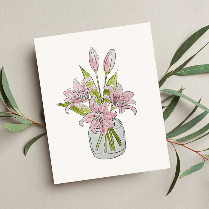 Pink Lily Bouquet Watercolor Paint Kit | Just Add Water, All In One Art Set