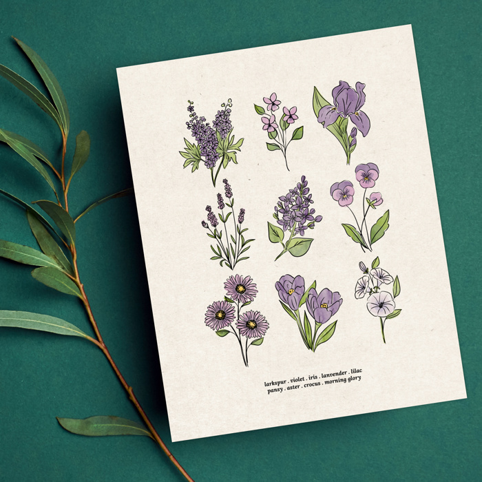 BOGO Flower Chart Prints | Hand Illustrated Floral Decor