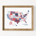  US Map Art Print | Hand Illustrated Florals | 2 Options