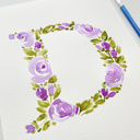  Hand Painted Initial | Rose Floral Monogram Letter | Original Painting