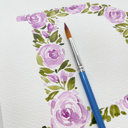  Hand Painted Initial | Rose Floral Monogram Letter | Original Painting
