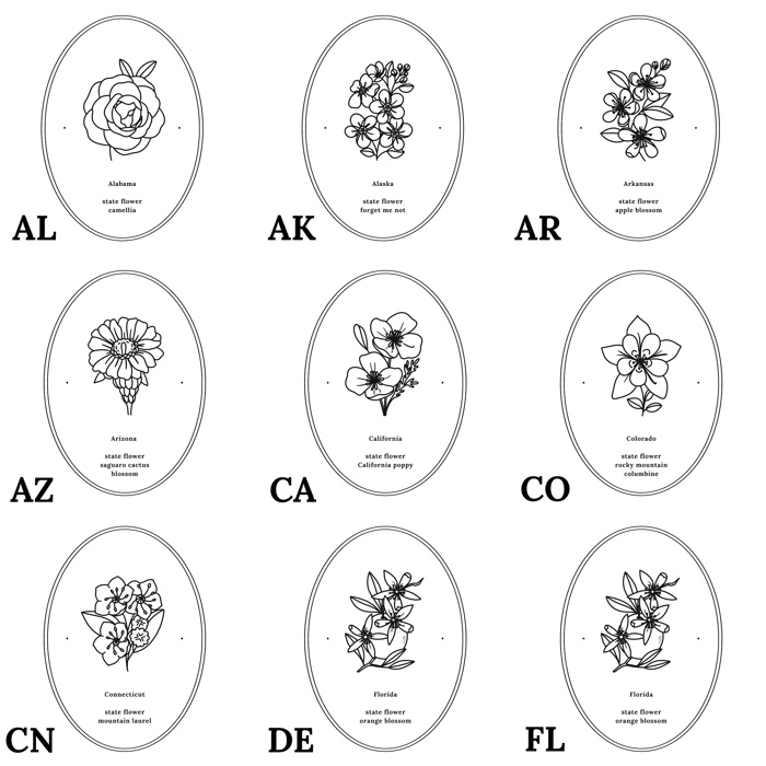 BOGO | State Flower Art Prints | Unframed Floral Wall Decor