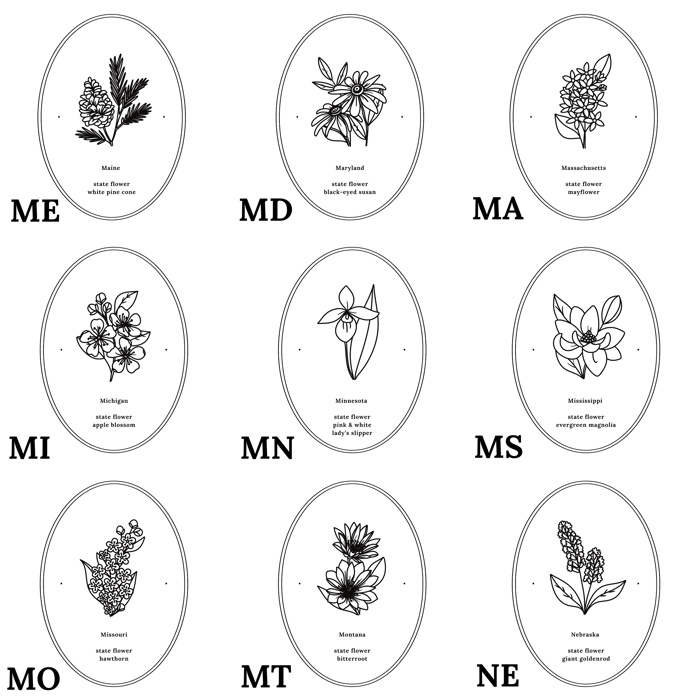 BOGO | State Flower Art Prints | Unframed Floral Wall Decor