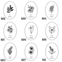  BOGO | State Flower Art Prints | Unframed Floral Wall Decor