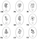  BOGO | State Flower Art Prints | Unframed Floral Wall Decor