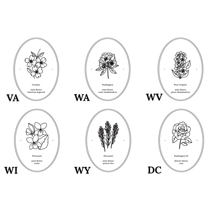 BOGO | State Flower Art Prints | Unframed Floral Wall Decor