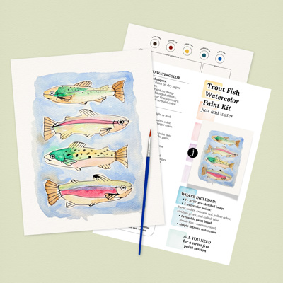 Lake Trout Fish Watercolor Paint Kit | 8X10" Just Add Water 