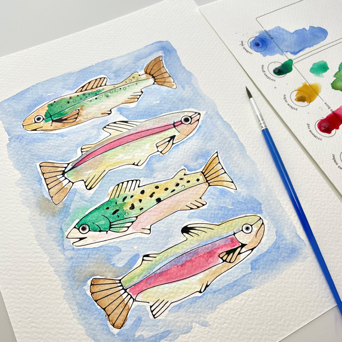 Lake Trout Fish Watercolor Paint Kit | 8X10" Just Add Water 