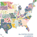  US Map Art Print | Hand Illustrated Florals | 2 Options