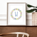  Initial Letter Print | Watercolor Wildflower Wreath