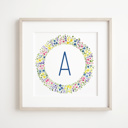  Initial Letter Print | Watercolor Wildflower Wreath