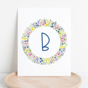  Initial Letter Print | Watercolor Wildflower Wreath