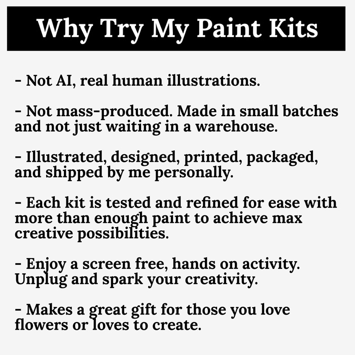 3 Pk All In One Watercolor Paint Kit | 8X10" Floral Outline 45 Options