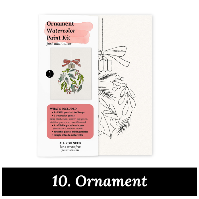 Christmas Watercolor Kit | Pre-Sketched Holiday Art Set for Paint Night
