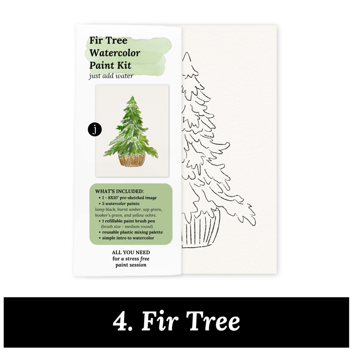 Christmas Watercolor Kit | Pre-Sketched Holiday Art Set for Paint Night