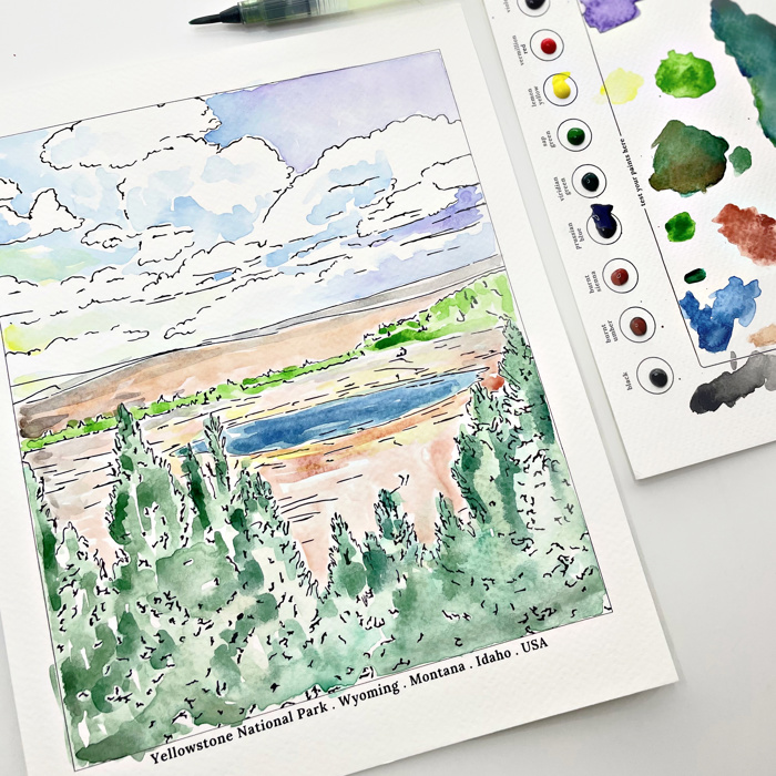 Yellowstone US National Park Watercolor Art Paint Kit | Just Add Water Art Kit