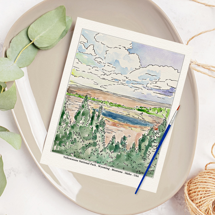 Yellowstone US National Park Watercolor Art Paint Kit | Just Add Water Art Kit
