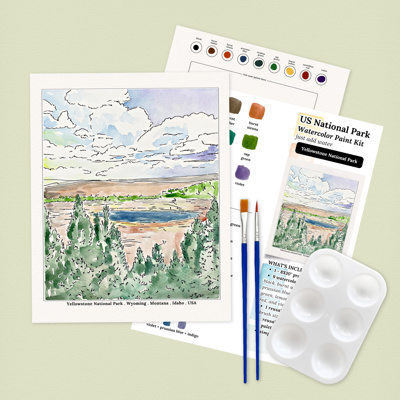 Yellowstone US National Park Watercolor Art Paint Kit | Just Add Water Art Kit