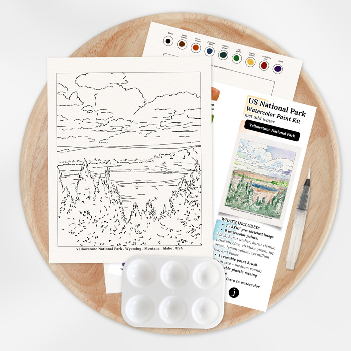 Yellowstone US National Park Watercolor Art Paint Kit | Just Add Water Art Kit