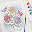  Zinnia Bouquet Watercolor Paint Kit | Just Add Water All In One Art Set Gift