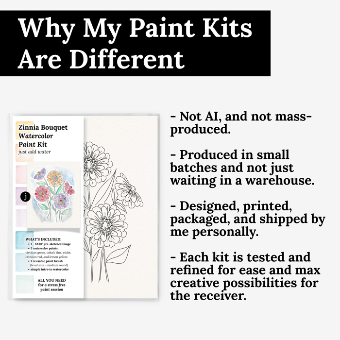 Zinnia Bouquet Watercolor Paint Kit | Just Add Water All In One Art Set Gift