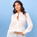  Hollow Out Embroidered Blouse