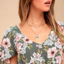  Green Floral V Neck Open Back Mini Dress