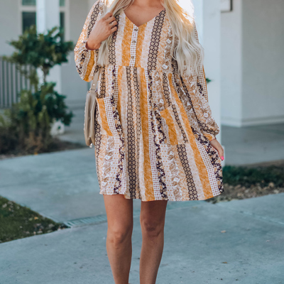 Boho Floral Long Sleeve Dress 