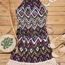  Aztec Halter Neck Sleeveless Tasseled Dress